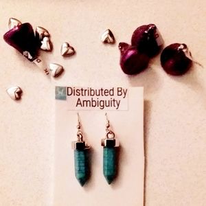 Faux Gold and Turquoise Dangling Earrings